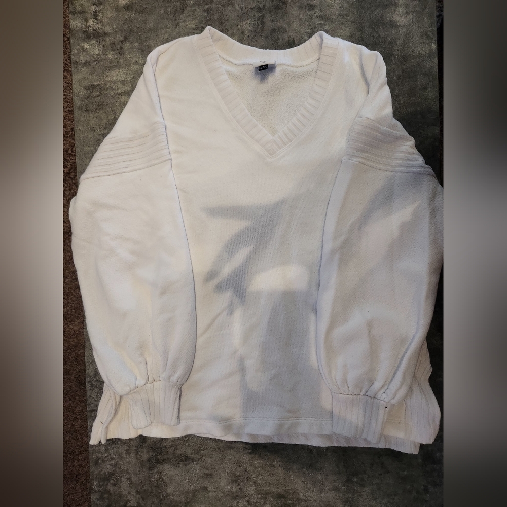 CAbi White Crew Neck Sweater Soft and Versatile